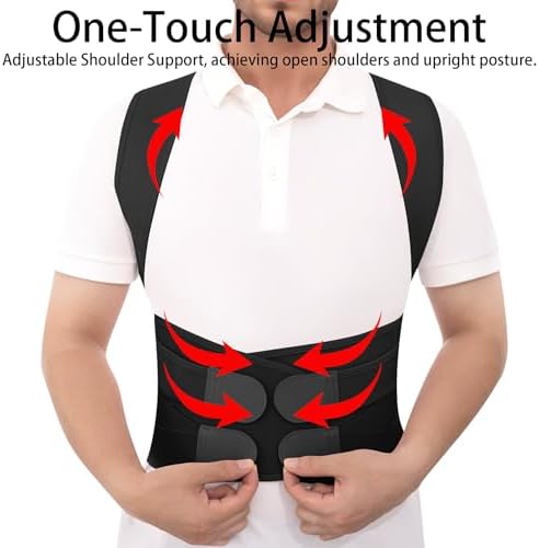 Posture Corrector Back Brace for Women and Men Lightweight Adjustable Comfortable Back Straightener Support Helps Reduce (Black, X-Large)