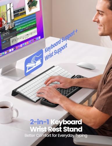 Vaydeer Keyboard Stand with Wrist Rest Set, Metal Keyboard Riser for Desk