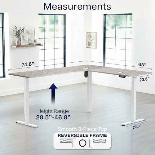VIVO Dark Gray 75 x 63 in Corner Standing Desk, DESK-E3CTWG-75