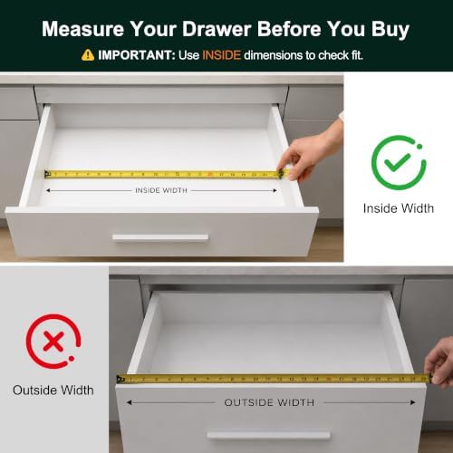Kitchen Bamboo Silverware Organizer, Kitchen Drawer Organizer - Utensil Holder and Cutlery Tray with Grooved Drawer Dividers for Flatware 7 Slot, Natural