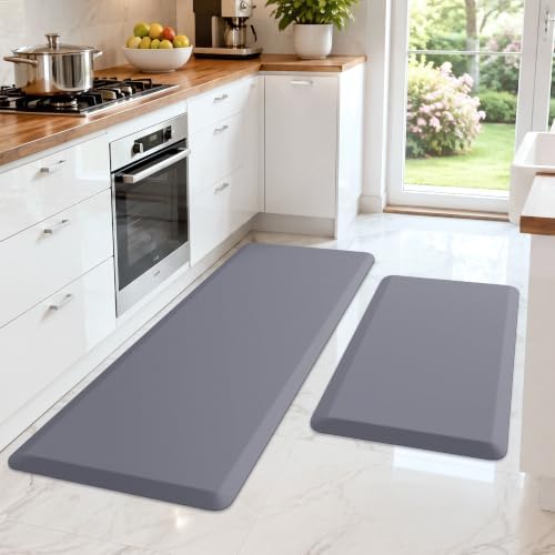 HappyTrends 2 PCS Kitchen Mat Cushioned Anti-Fatigue Floor Mat, Heavy Duty