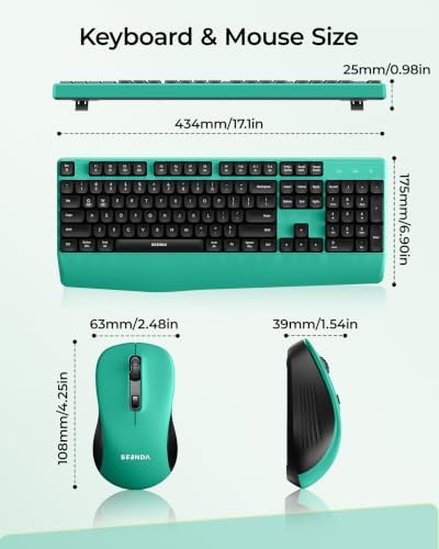 seenda COE200 Wireless Bluetooth Keyboard and Mouse Combo with Wrist Rest
