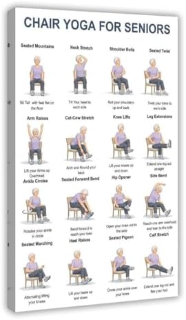 Chair Yoga for Seniors 16 Gentle Seated Poses Chair Workout Routine Canvas Poster Bedroom Decor Room Decor Frame 24x36inch