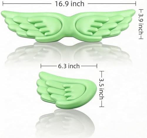 Angel Wing Wrist Rest Ergonomic Memory Foam Wrist Rest for Computer Keyboard Mouse Set with Cup Mat, Cute Gaming Keyboard Cushion Hand Support PU Leather Surface Anti-Slip Waterproof (Green)