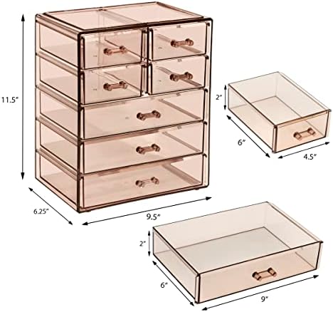 Sorbus 7-Drawer Makeup Organizer with Small & Wide Drawers (Bronze Glow)