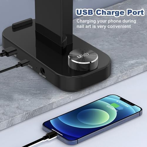 CGBE Nail Desk Lamp for Nail Tech: 33.5" Foldable Half Moon Light, Black