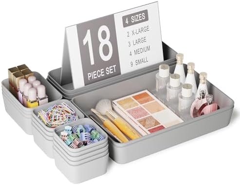 Drawer Organizers Bins 18 PCS for Bathroom Makeup Desk Office