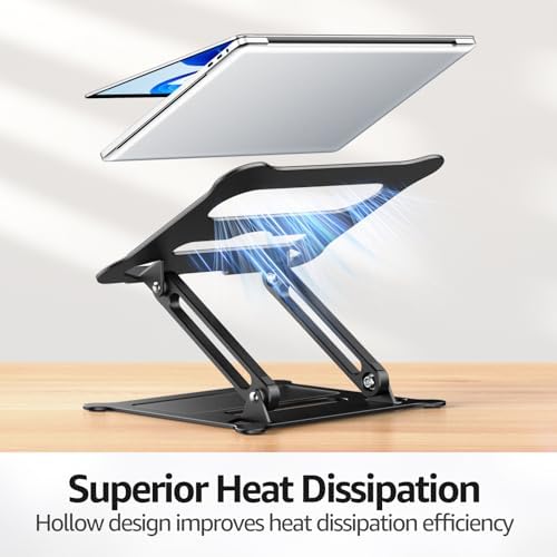 Urmust Adjustable Laptop Stand for Desk, 10-15.6“ Laptop Riser, Black