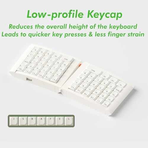 KBDcraft 07Israfel 50% Ergo-Split Low-Profile Mechanical Keyboard, 56-Key Ortho, Lego-Compatible Case, Wired, Linear Switch, Gasket Mount, Hot-Swappable, RGB, QMK, Vial for Win/Mac, Full Kit, White