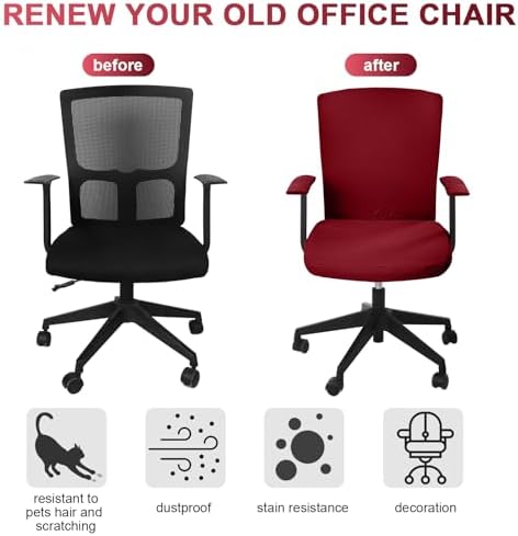 Tallew 4 Pcs Office Chair Covers Set Computer Armrest Slipcover Seat, Red