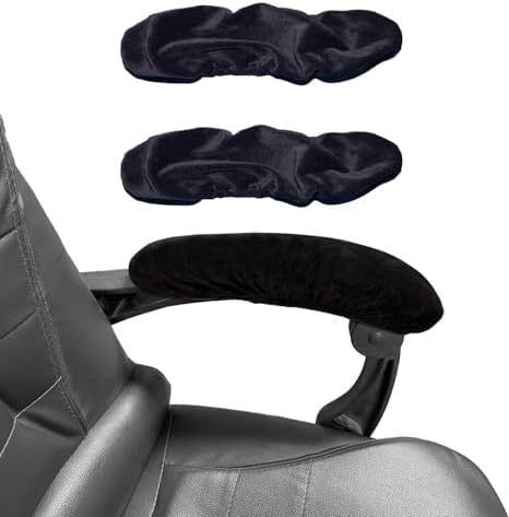 Office Chair Arm Rest Cover Velvet Office Chair Armrest Covers Stretchable Removable Armrest Protectors for Desk Chairs Computer Chair Gaming(Office Chair Arm Covers 2Pcs, Black)