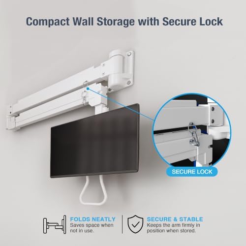 AVLT Single Monitor Arm Wall Mount for 17-32" Screens, Medical Grade
