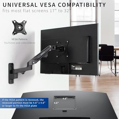 VIVO Black Single Monitor Wall Mount for 17 to 32 inch Screens, MOUNT-G100B