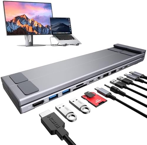 Mukiya Laptop Docking Station Stand,11 in 1 Laptop Dock Stand with 4K HDMI