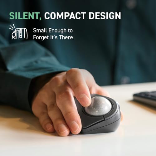 ELECOM BITRA Wireless Trackball Mouse, Bluetooth and USB 2.4GHz Switch, Silent Click, Compact Index Finger Design, 34mm Wide-Range Ball, for Windows Mac Chromebook Android iPad iPhone