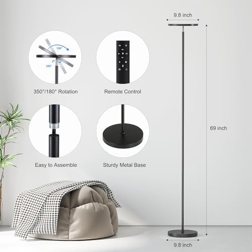 SUNMORY Floor Lamps for Living Room，LED Standing Lamp with Remote Control