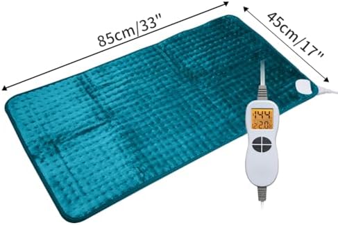 Ambershine 17''x33'' XXXL King Size Heating Pad with 12 Temperature Settings & 4 Auto-Off Countdown Timers, Pain Relief for Back/Neck/Shoulders/Abdomen/Legs(Light Teal)