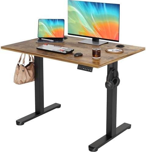 YDN 40 x 24 Inch Rustic Brown Electric Standing Desk