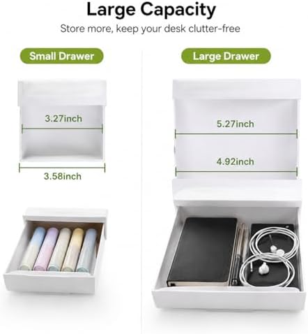 YOOUSOO Under Desk Drawer Organizer, 2 Pack Self Adhesive Slide Out Desk Storage Drawers, Hidden Desk Drawer Attachment for Pens, Notes, Cables, Earbuds and Small Office Accessories