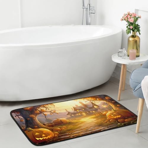 Kitchen Mats, Halloween Pumpkin Kitchen Rugs, Cushioned Anti Fatigue Kitchen Mats, Non-Slip Standing Desk Mat, Absorbent Kitchen Rug for Floor, Kitchen, Office, Sink, 20"×39"