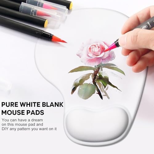 JIKIOU Ergonomic Mouse Pad with Gel Wrist Rest 2 Pack, Portable Small Blank