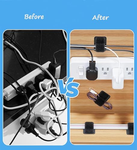Under Desk Cable Management Kit: 20 Adhesive & 100 Zip Ties Black