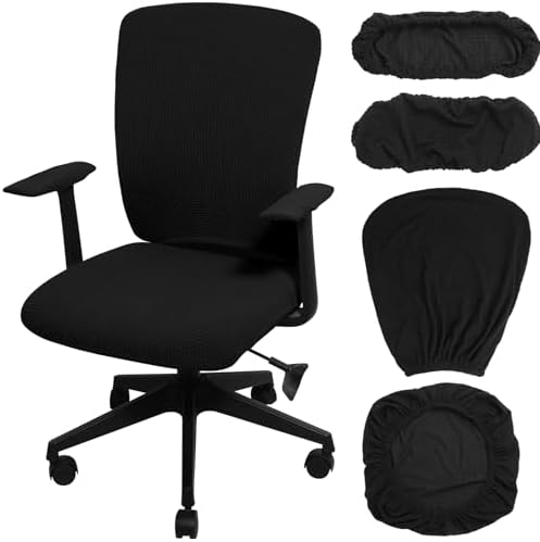 Tallew 4 Pcs Office Chair Covers Stretchable Armrest Seat,XL,Black