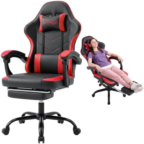 Ergonomic Gaming Chair with Footrest Video Game Chair Reclining