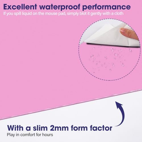 31.5" x 15.7" Waterproof Fabric Mouse Pad, Rubber Anti-Slip, Light Pink