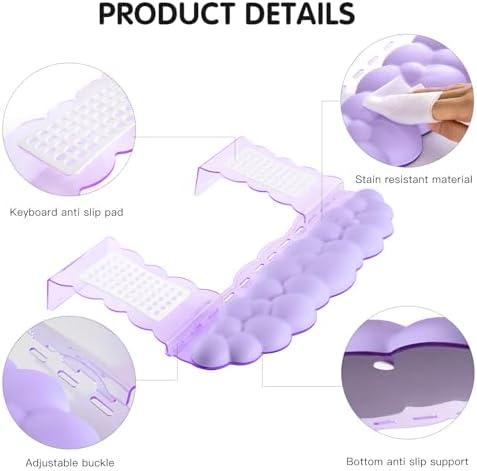 Purple Acrylic Keyboard Stand with Wrist Rest，Detachable/Adjustable Width