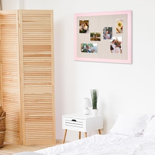 DOLLAR BOSS Bulletin Boards with Linen, 24"x18" White Cork Board, Pink