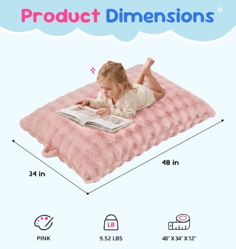 Hobestluk Bean Bag Chair Small Fluffy Pink Beanbag with Memory Foam Filled