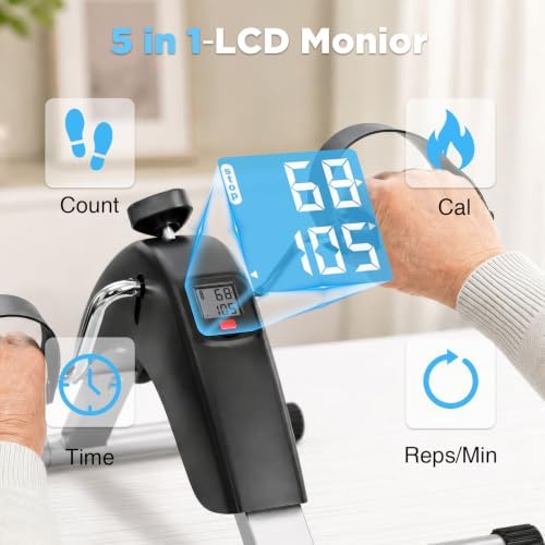 an Pedal Exerciser, Under Desk Bike for Adults, Mini Exercise Bike | Adjustable Resistance Foot Peddler for Sitting Desk, Under Desk Bike with LCD Monitor for Home Office
