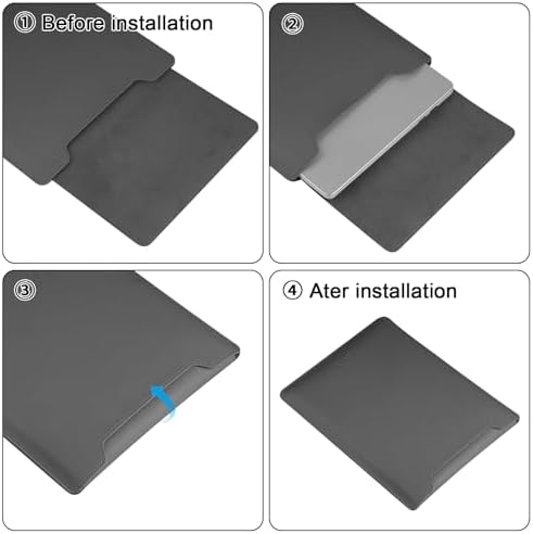 HoYiXi 15.6" Laptop Sleeve Case PU Leather with Stand Compatible with MacBook Pro 16/15.4'' MacBook Pro 15, Mac Air 15/ Dell, Matebook,Asus,15-16'' Laptop Bag,(Patent Pending),Gray