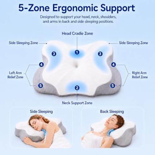 Cervical Neck Pillow for Pain Relief,Memory Foam Ergonomic Pillow