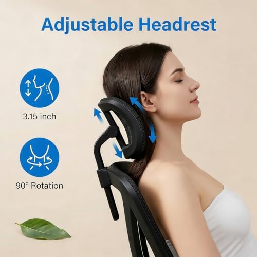 Ergonomic Office Chair with Dynamic Lumbar Support & Adjustable Headrest – High Back Desk Chair with 90° Flip-up Arms, Comfort Mesh Computer Chair for Home Office Long Hours Sitting, Black
