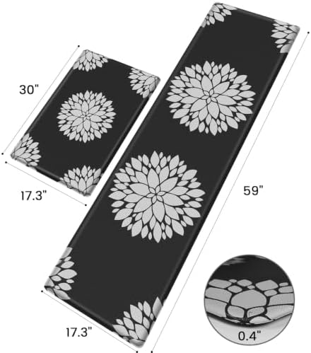2PCS Kitchen Mats for Floor, Anti Fatigue Non-slip Larger Black Rug