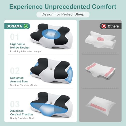 DONAMA Cervical Pillow Ergonomic Memory Foam Pillow for Neck Support
