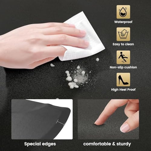 Salon Mat 3′x4′ Barber Shop Chair Mat Anti-Fatigue Salon Floor Mat - Black Semi Circle Salon mats for Hair Stylist - 1/2" Thick Comfort Salon Standing Mat