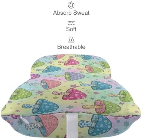 2 Pcs Car Neck Pillow Mushroom Breathable Removable Cover Headrest for Driving Office Rest