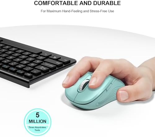 WisFox 2.4GHz Wireless Mouse for Laptop, Ergonomic 6-Button, Mint Green