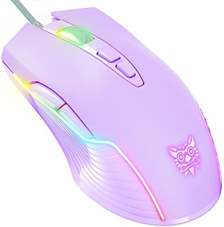 RGB Gaming Mouse Wired, 6400 DPI & 7 Buttons, Lilac