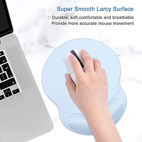 ITNRSIIET Ergonomic Mouse Pad with Gel Wrist Support Small Wrist Rest Smooth Surface Non-Slip PU Base Comfortable Office Supplies Pain Relief, 8.7 x 7.2 inches, Blue