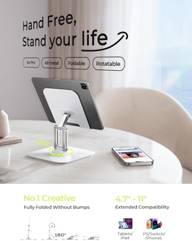 LISEN for iPad Stand Holder Adjustable Tablet Stand for Desk White