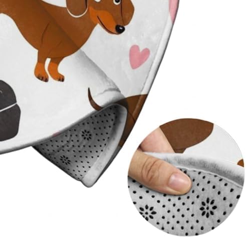 Women's Large Home Decor Mat, Soft Round Yoga Carpet, Non Slip Machine Washable Home Office Circle Rug Dachshund Lovers Dachshunds