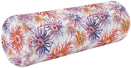 Yuiboo Bolster Pillow for Legs Massage Table Funny Sea Anemone White Neck Roll Pillow Memory Foam 5.5" x 17" Small Round Pillow Insert Pillow Roller Round Pillow Covers with Zipper
