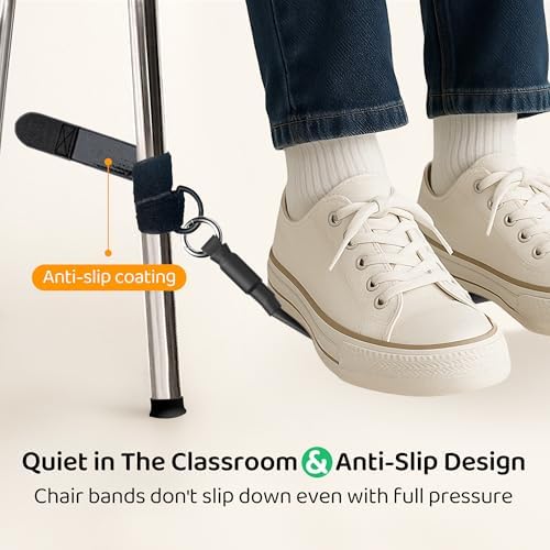 ELETIUO 3-Pack Sensory Chair Bands for Kids - Anti-Slip Fidget Tool for ADHD, Autism & Focus-Silent Stress Relief Bands Fits 20"-28" Desk Legs for Classroom & Home (Black)