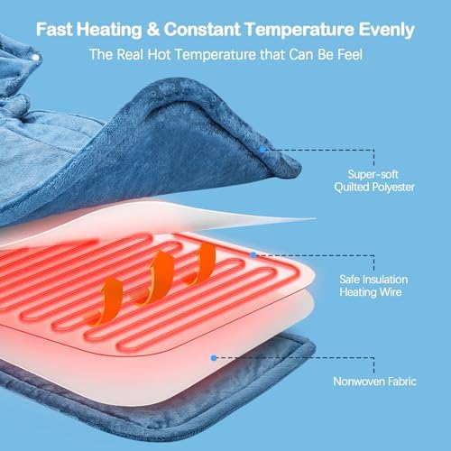 NIUONSIX Heating Pad for Neck Shoulders and Back, 2lb Weighted Heat Wrap