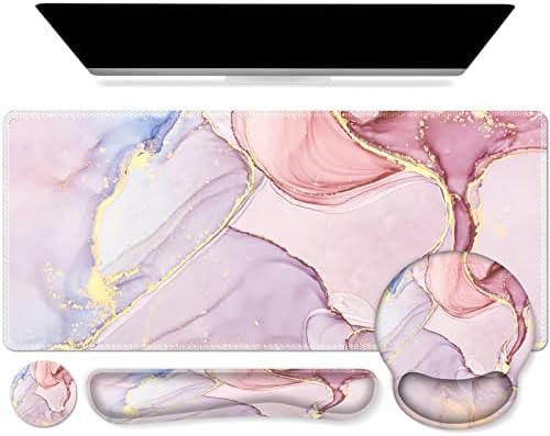 iCasso Glitter Marble Computer Mat 35.4"x15.7", Table Mat for Gaming