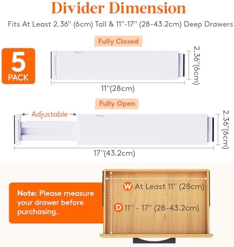 Lifewit 2.36" Upgrade Kitchen Drawer Dividers, Adjustable Drawer Organizer